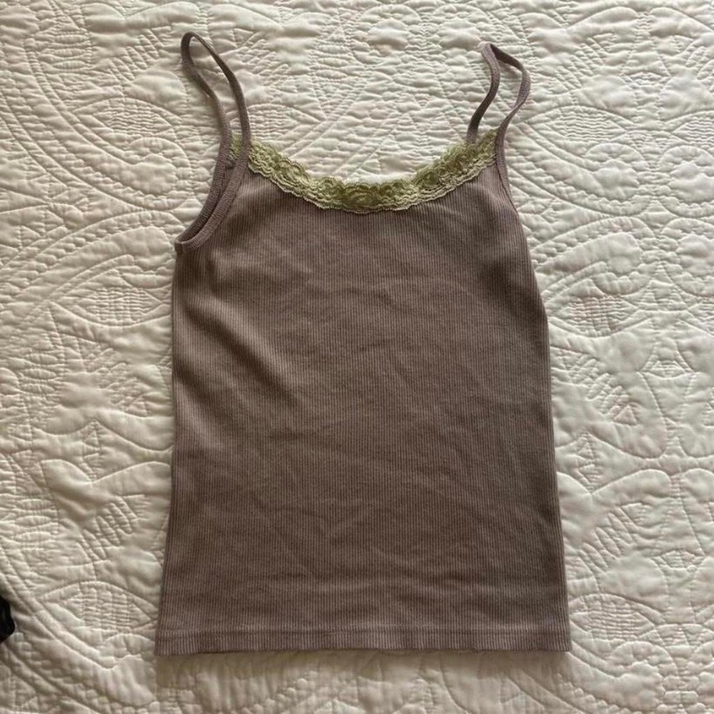 brandy melville purple & green lace tank top